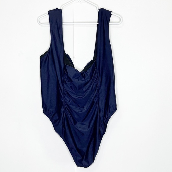 J. Crew NWOT Navy Ruched One Piece Swimsuit - Picture 3 of 7